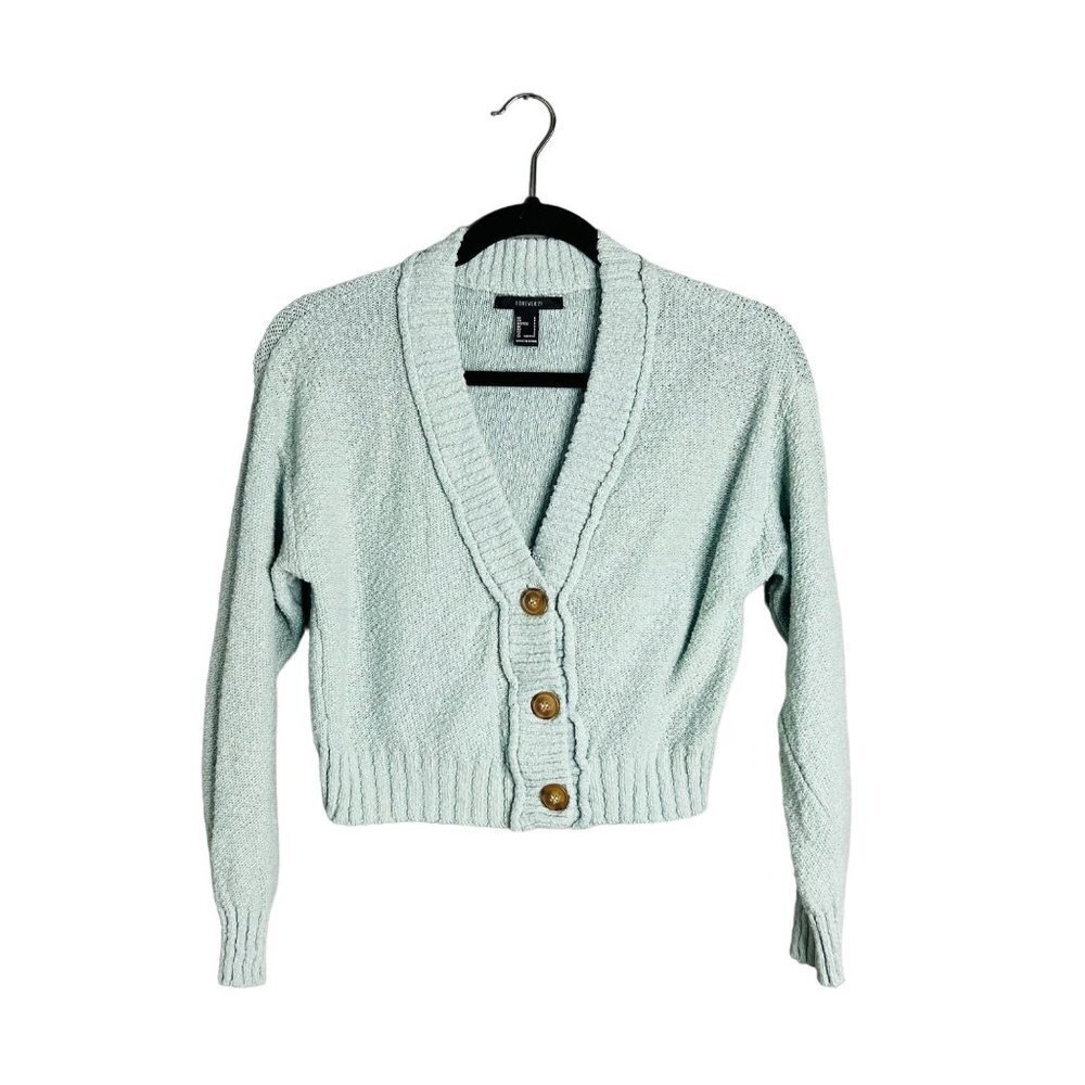 Mint Pastel‎ Green V-Neck Chunky Button Cardigan TexturedSmall